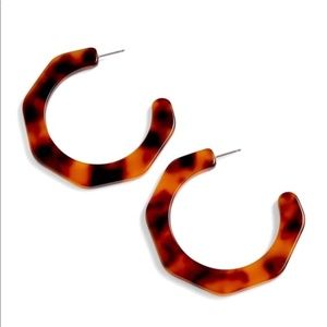 NWT J. Crew Angled Tortoise Hoop Earrings